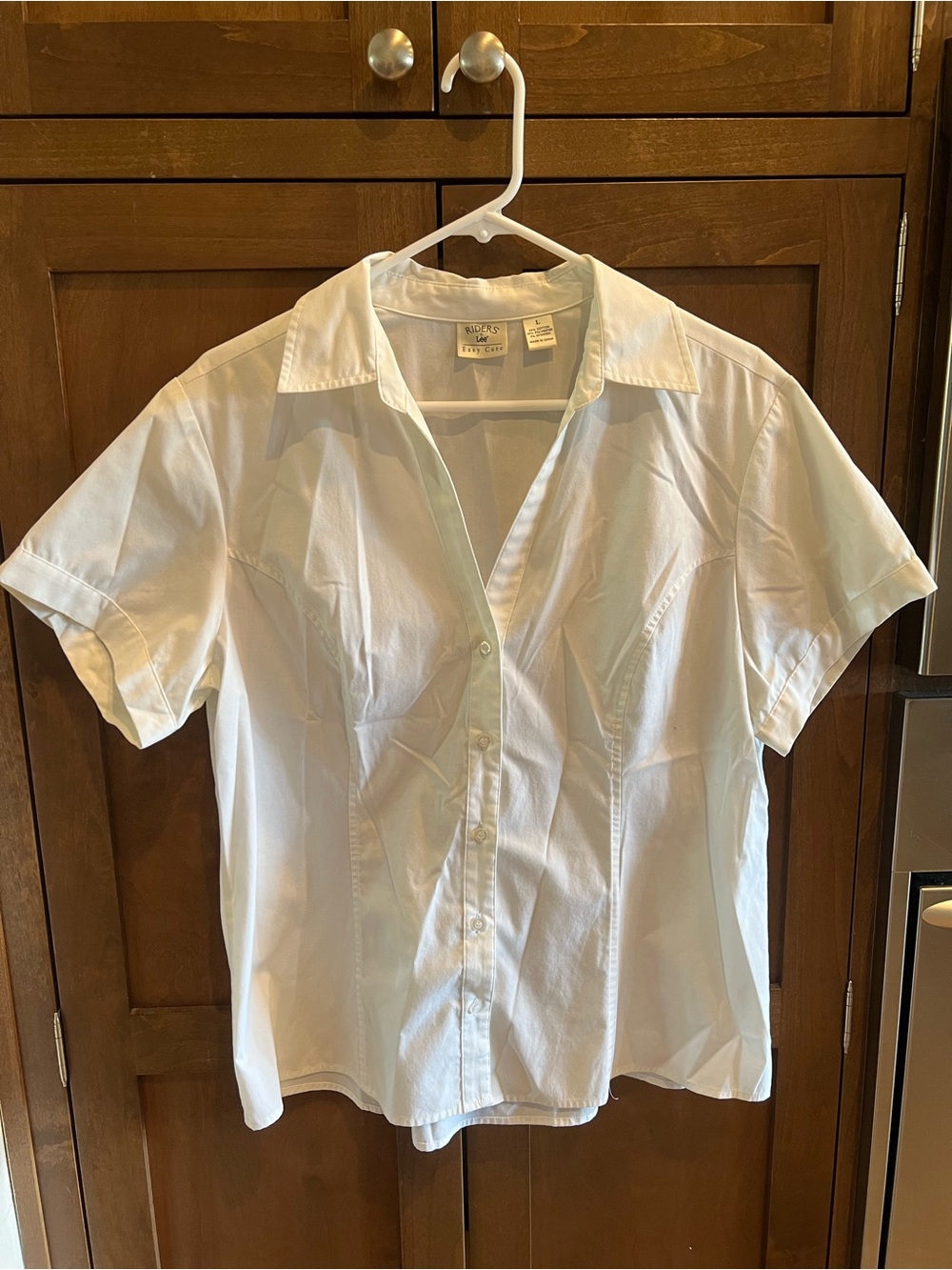Lee White Short-Sleeve Women's Button-Front Dress Shirt